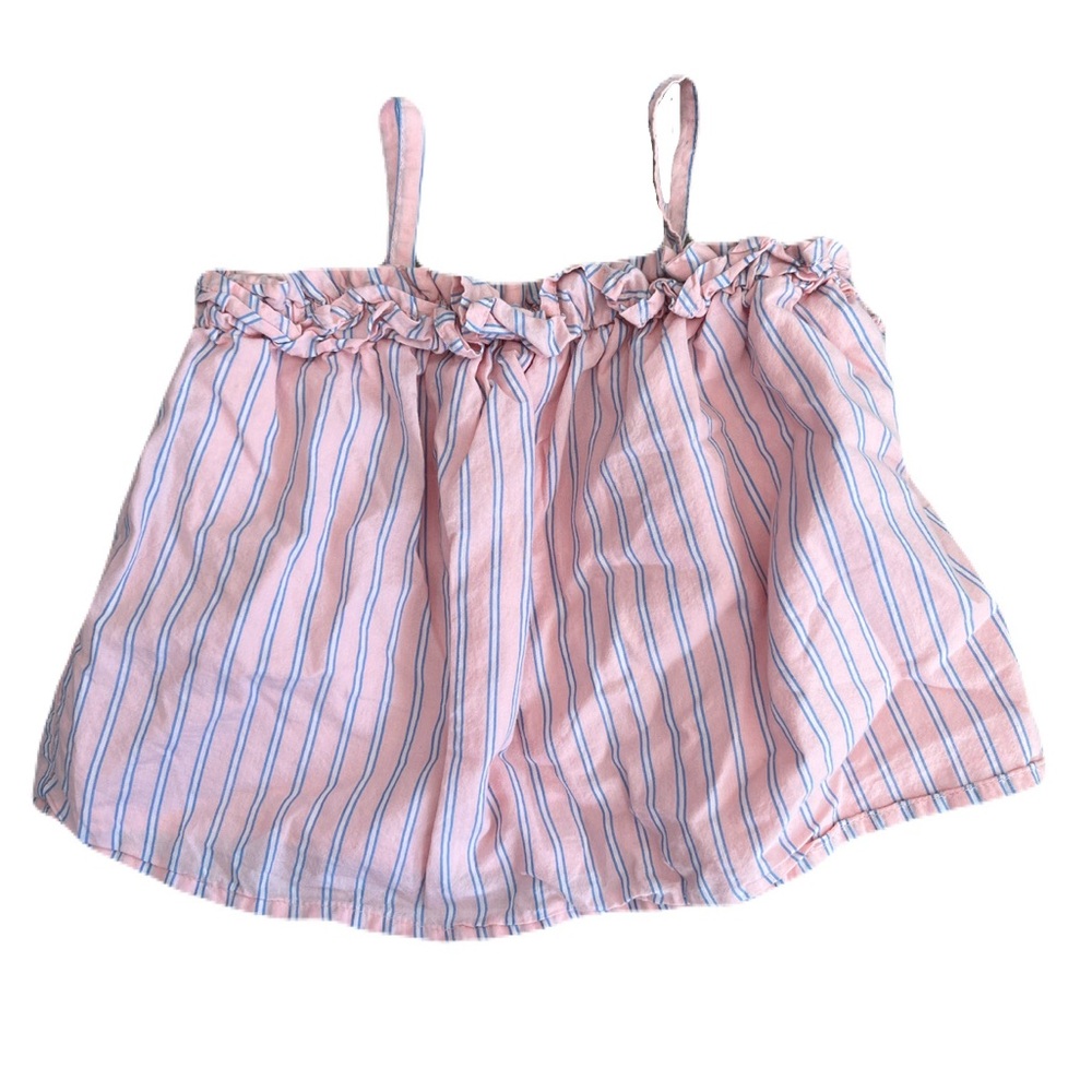 Old Navy Pink and Blue Striped Ruffle Top